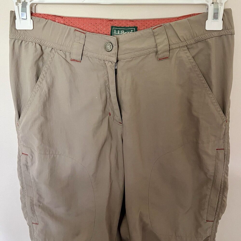 LL Bean Womens‎ Ripstop Pull-On Capri Pants Size 4 Beige Khaki Hiking Granola - Picture 3 of 7